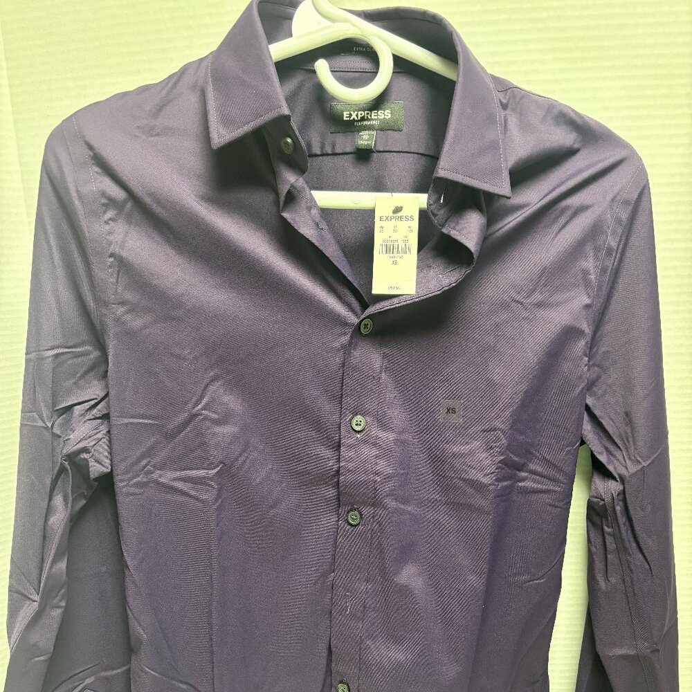 Express Womens Performance Button Down - Size XS - Purple - 1533